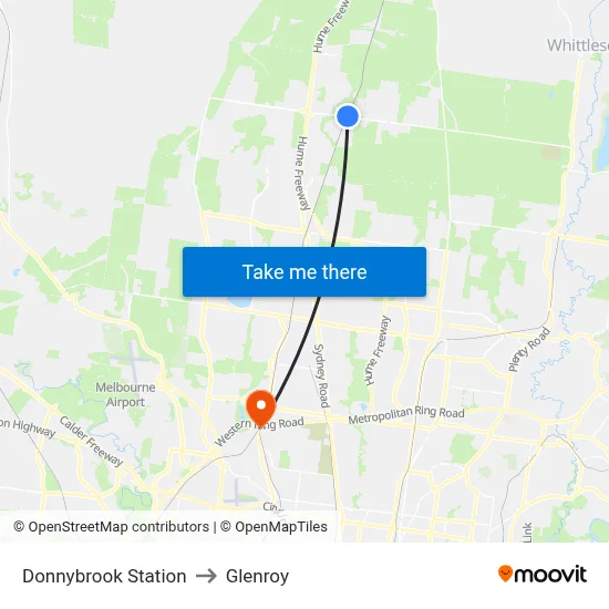 Donnybrook Station to Glenroy map