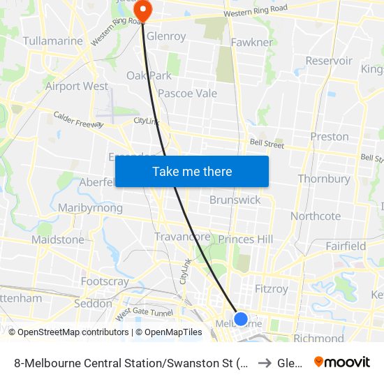 8-Melbourne Central Station/Swanston St (Melbourne City) to Glenroy map