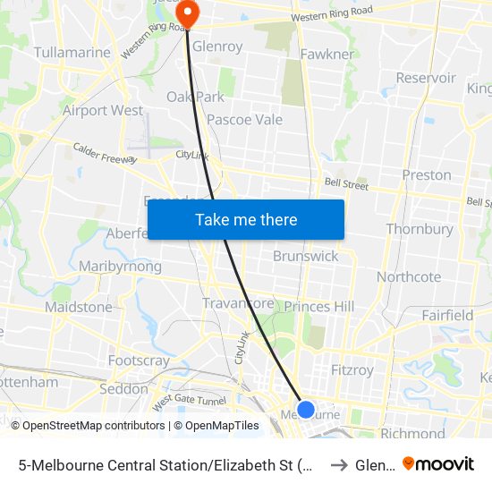 5-Melbourne Central Station/Elizabeth St (Melbourne City) to Glenroy map