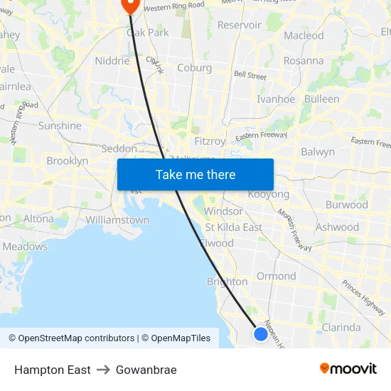 Hampton East to Gowanbrae map