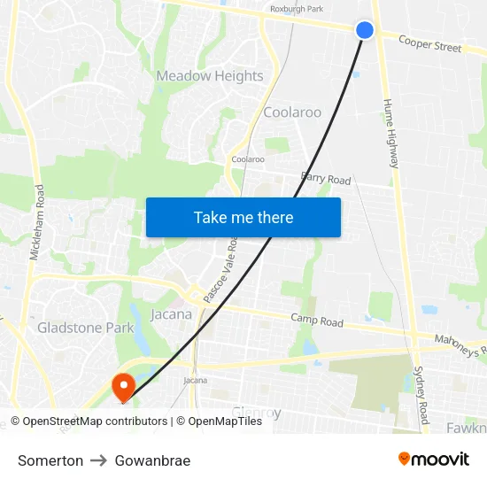 Somerton to Gowanbrae map