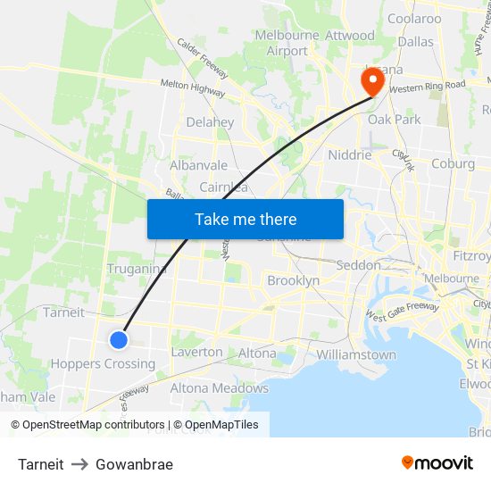 Tarneit to Gowanbrae map