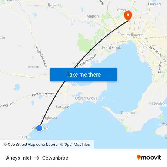 Aireys Inlet to Gowanbrae map