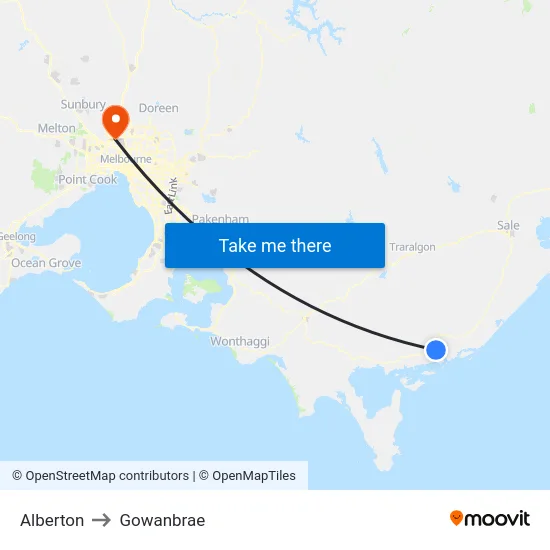 Alberton to Gowanbrae map