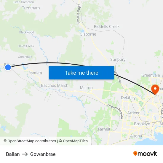 Ballan to Gowanbrae map