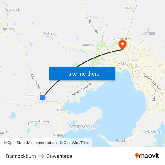 Bannockburn to Gowanbrae map