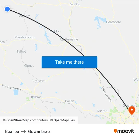 Bealiba to Gowanbrae map