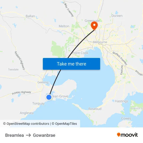 Breamlea to Gowanbrae map
