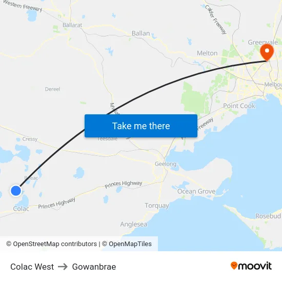 Colac West to Gowanbrae map