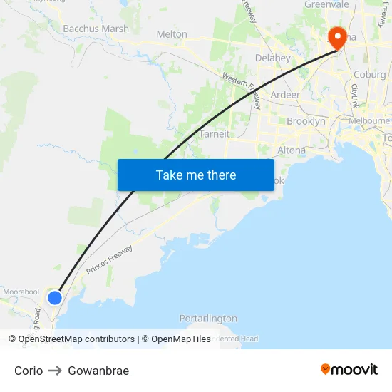 Corio to Gowanbrae map