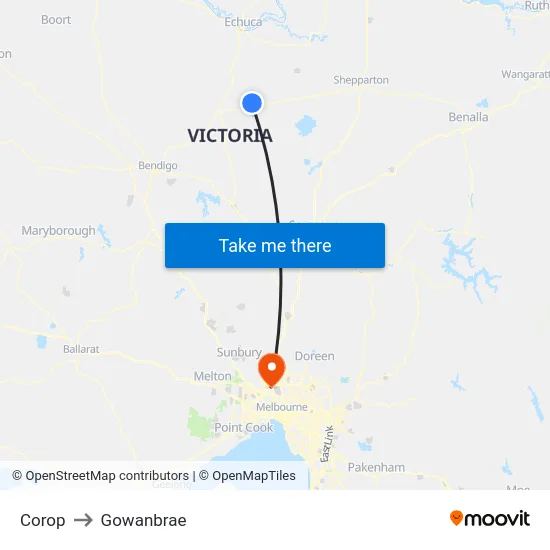 Corop to Gowanbrae map
