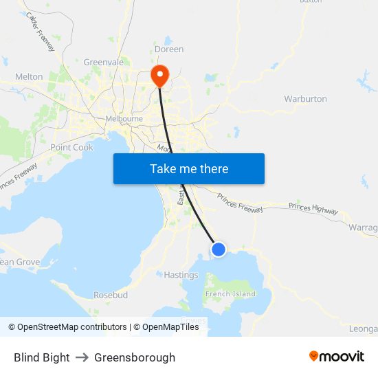 Blind Bight to Greensborough map