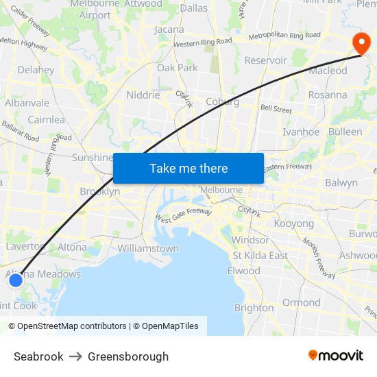 Seabrook to Greensborough map