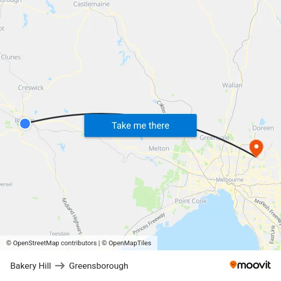 Bakery Hill to Greensborough map