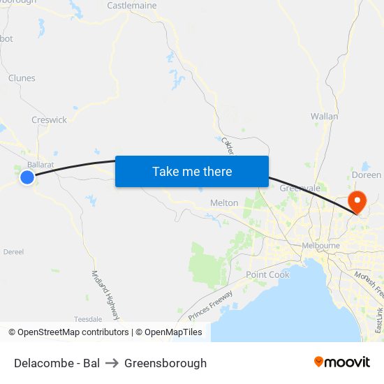 Delacombe - Bal to Greensborough map