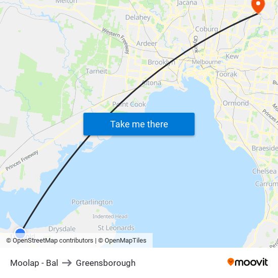 Moolap - Bal to Greensborough map