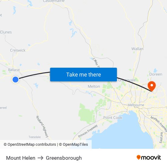 Mount Helen to Greensborough map