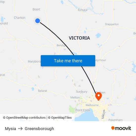 Mysia to Greensborough map