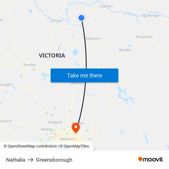 Nathalia to Greensborough map