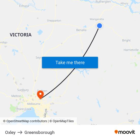 Oxley to Greensborough map