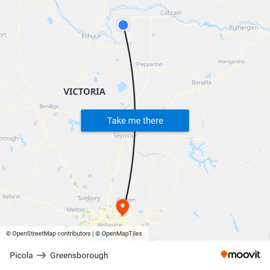 Picola to Greensborough map