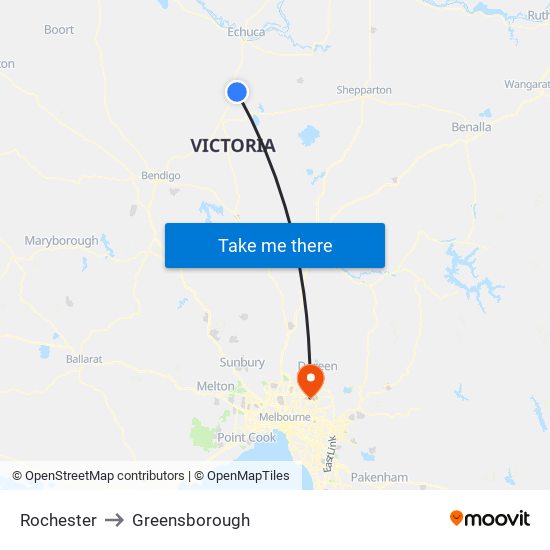 Rochester to Greensborough map