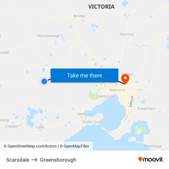 Scarsdale to Greensborough map