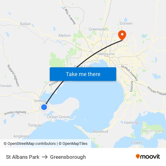 St Albans Park to Greensborough map