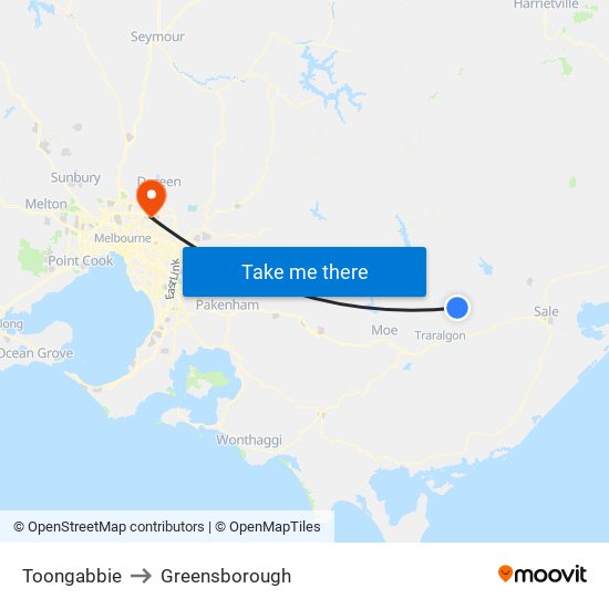 Toongabbie to Greensborough map