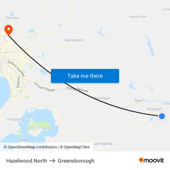 Hazelwood North to Greensborough map