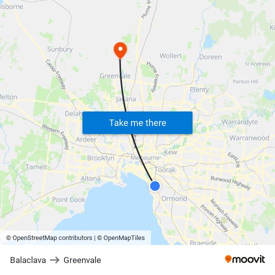 Balaclava to Greenvale map