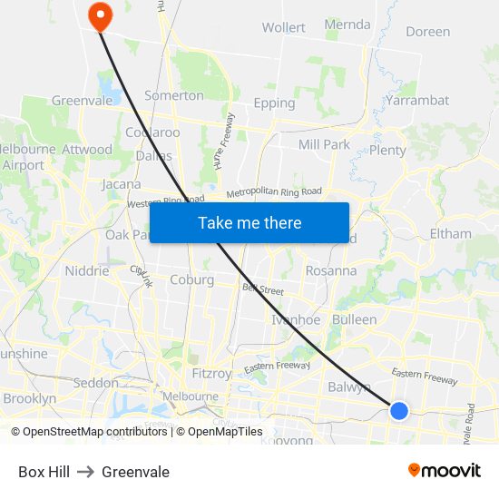 Box Hill to Greenvale map