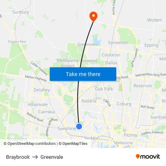 Braybrook to Greenvale map