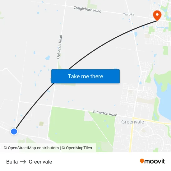 Bulla to Greenvale map