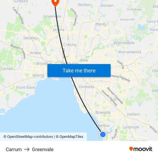 Carrum to Greenvale map