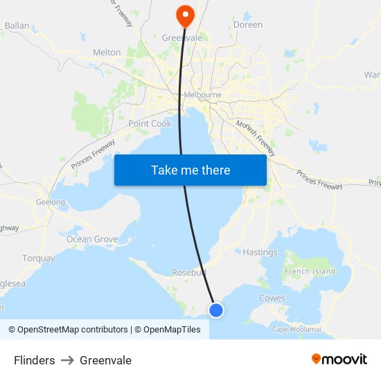 Flinders to Greenvale map