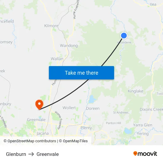 Glenburn to Greenvale map