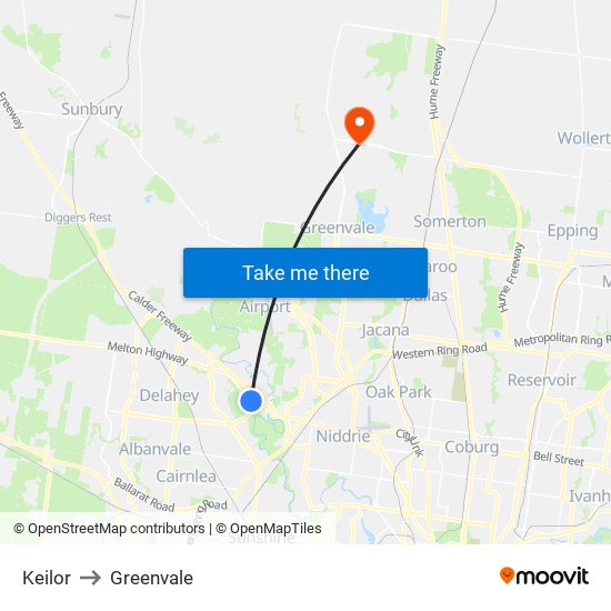 Keilor to Greenvale map