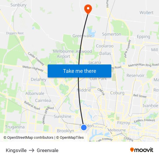 Kingsville to Greenvale map