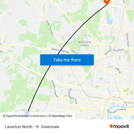 Laverton North to Greenvale map
