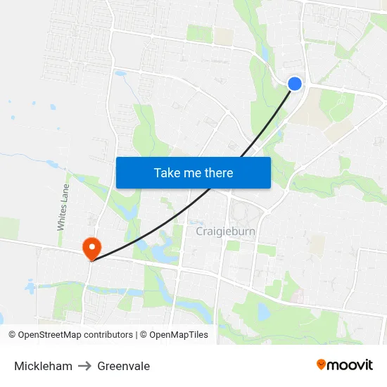 Mickleham to Greenvale map