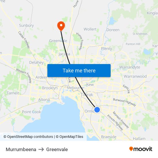 Murrumbeena to Greenvale map