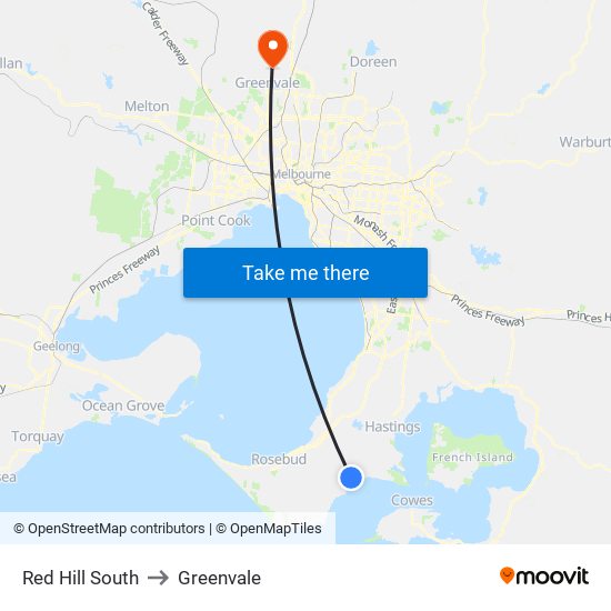 Red Hill South to Greenvale map