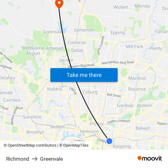 Richmond to Greenvale map