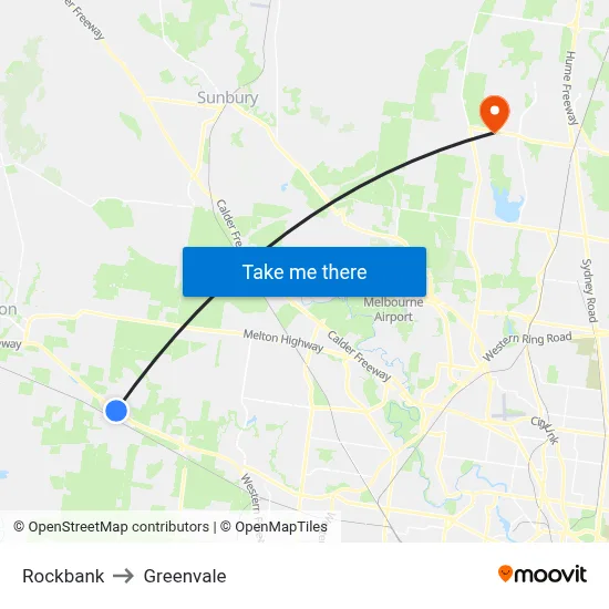 Rockbank to Greenvale map