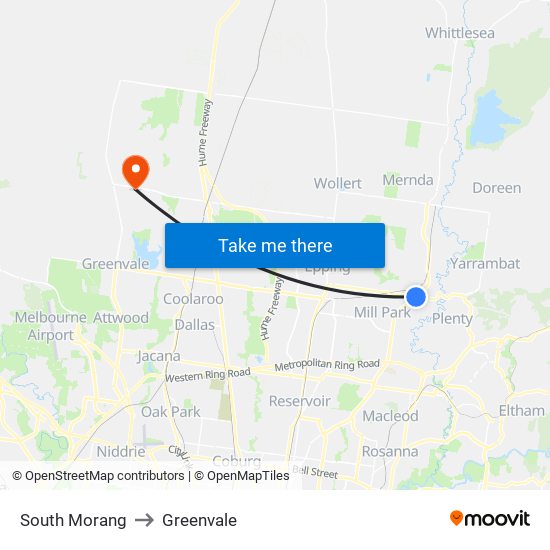South Morang to Greenvale map