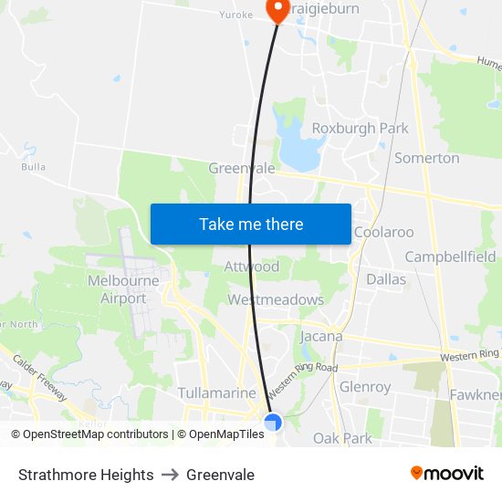 Strathmore Heights to Greenvale map