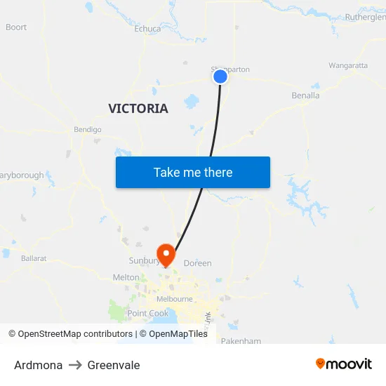 Ardmona to Greenvale map