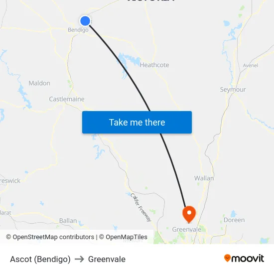 Ascot (Bendigo) to Greenvale map