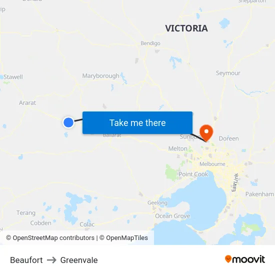 Beaufort to Greenvale map